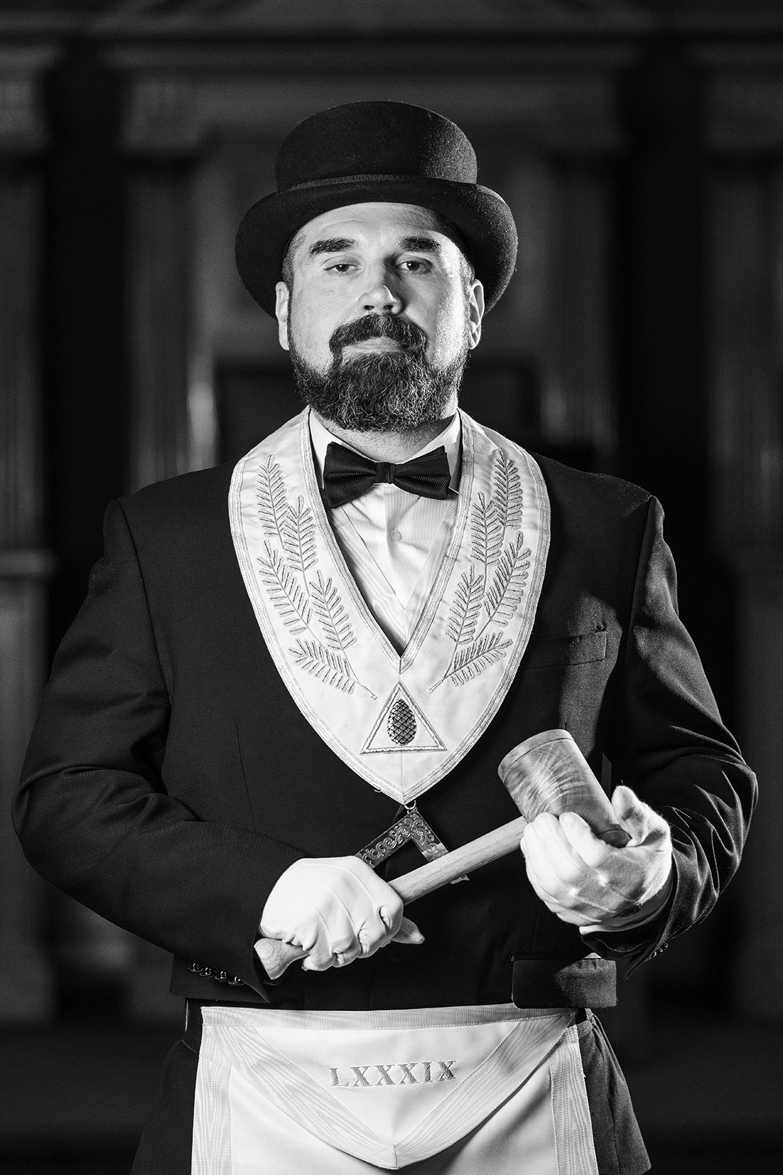 black and white photograph of Worshipful Master Jaime Paul Lamb